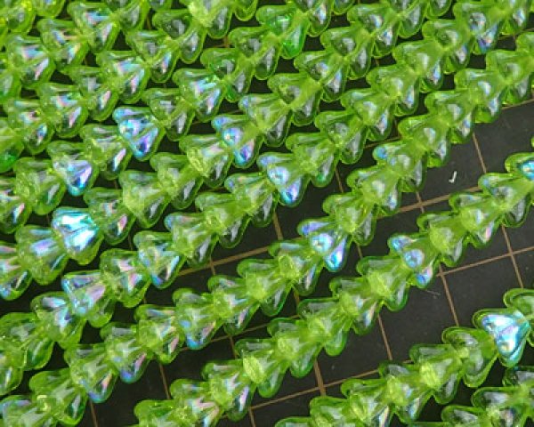 画像3: チェコガラスビーズ/ベルフラワー/オリバインオーロラ(10個) (3)