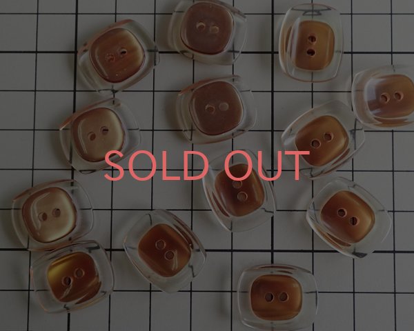 画像2: デッドストック/日本/プラスチックボタン/クリア×シルキーブラウン/19×15mm (2)