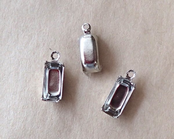 画像2: 10×5mmオクタゴン用/ブラスセッティング/クローズドバック/ダークシルバー/1リング(1個) (2)