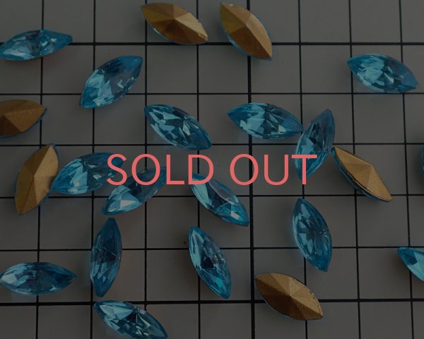 画像2: ヴィンテージ/チェコ/アクアマリン/15×7mm(2個) (2)