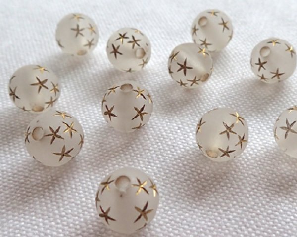 画像2: プラスチックビーズ/フロストラウンド/ゴールドスター(2個) (2)
