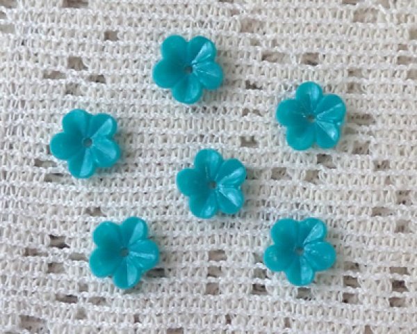 画像2: ヴィンテージ/ドイツ/プラスティック/フラワー2/アクア(4個) (2)