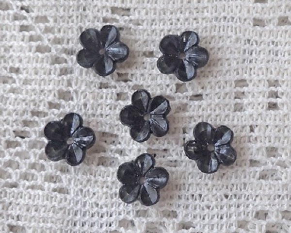 画像2: ヴィンテージ/ドイツ/プラスティック/フラワー2/ブラック(4個) (2)