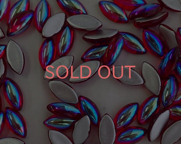 画像2: ヴィンテージ/チェコ/ガラス/ルビーオーロラ/約15×7mm(1個） (2)