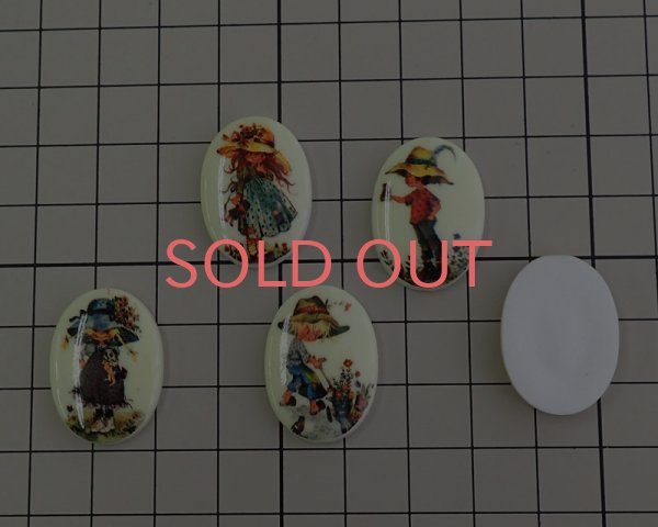 画像2: ヴィンテージ/ドイツ/プラスチックカボション/ホリーホビー/フラワー/25×18mm(1個) (2)