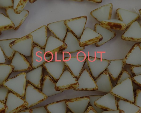 画像1: チェコガラスビーズ/トライアングル/12mm/ホワイトピカソ(4個) (1)