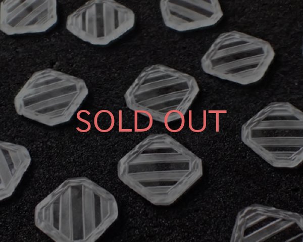 画像2: ヴィンテージ/ガラスカボション/クリアストライプ（2個） (2)