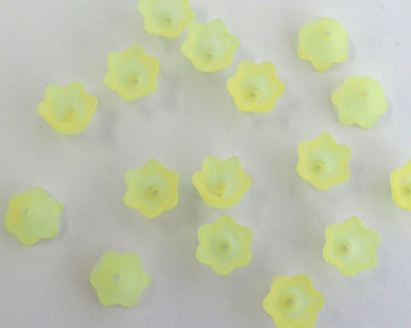 画像2: ヴィンテージ/ドイツ/ルーサイト/カップフラワー/フロストイエロー（2個） (2)