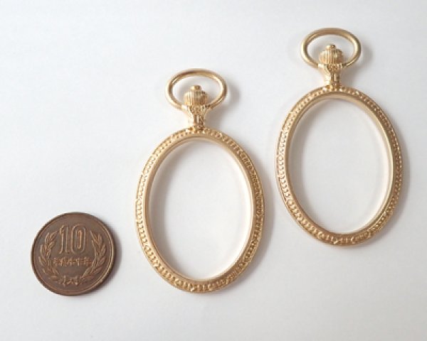 画像3: セッティング/メタル/デザイン空枠/楕円/マットゴールド(1個) (3)