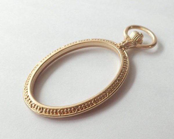 画像2: セッティング/メタル/デザイン空枠/楕円/マットゴールド(1個) (2)