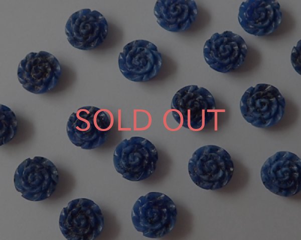 画像2: ヴィンテージ/チェコ/ガラスカボション/ブルーブラックローズ/約8mm(2個) (2)