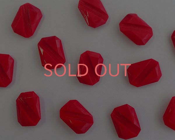 画像2: ヴィンテージ/オクタゴンガラスストーン/レッドマーブル/14×10mm(1個) (2)