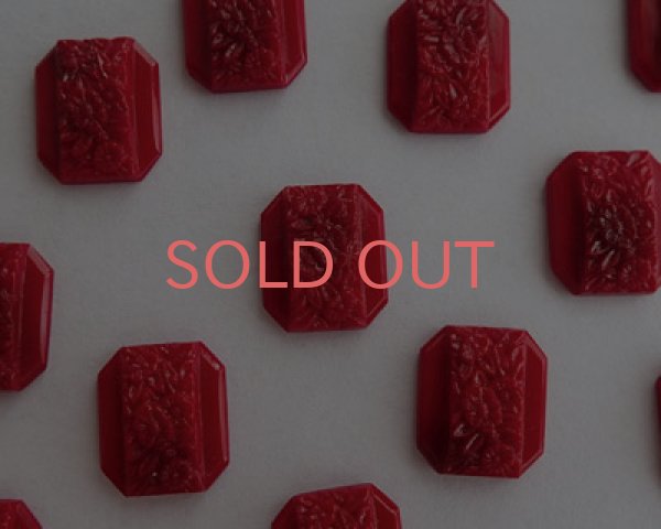 画像3: ヴィンテージ/チェコ/ガラスカボション/レッドブラックフラワー/約14mm(1個) (3)