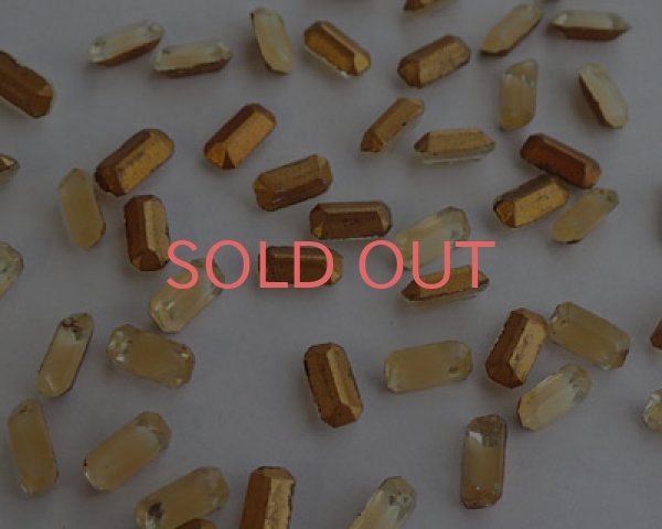 画像1: ヴィンテージ/ドイツ/クリア×ミルクティ/8×4mm(2個) (1)