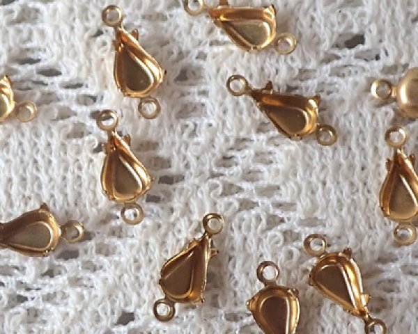 画像1: 8×4.8mmドロップ用/ブラスセッティング/クローズドバック/2リング(1個) (1)