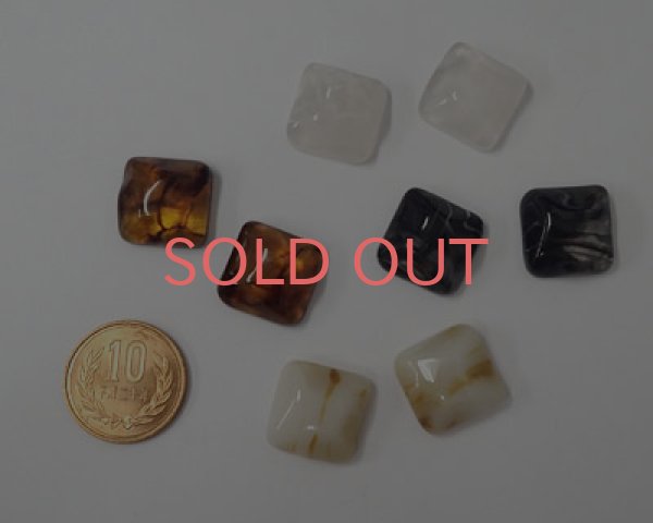 画像2: アクリルカボション/ウエーブスクエア/ブラックマーブル(2個) (2)