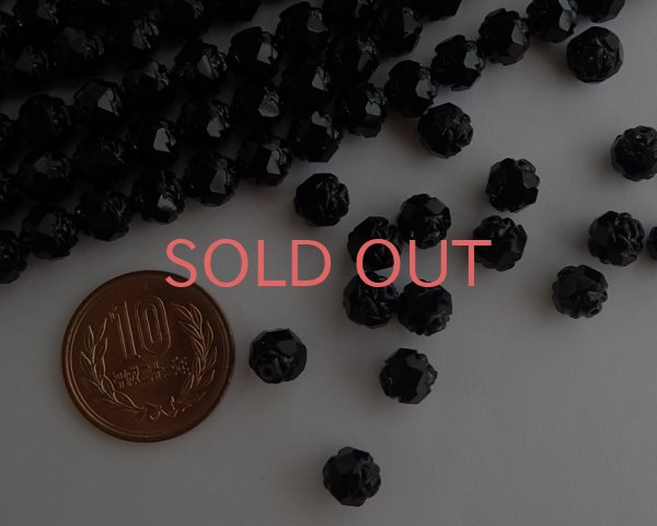 画像2: チェコガラスビーズ/ローズバド/ジェットブラック/8mm(6個) (2)