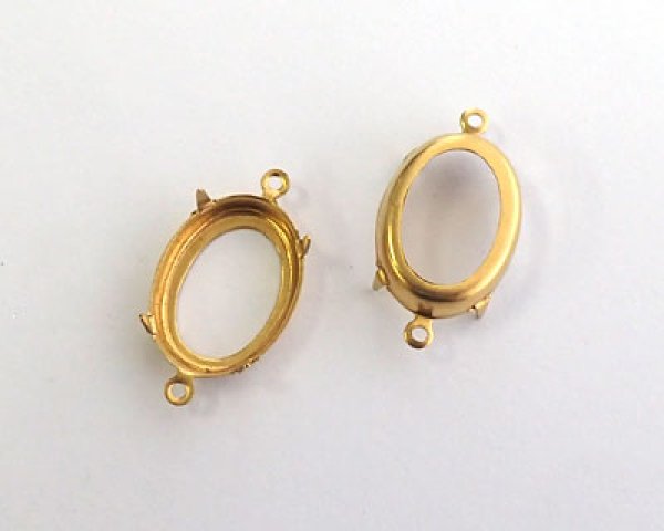18×13mmオーバル用/ブラスセッティング/オープンバック/2リング(浅め