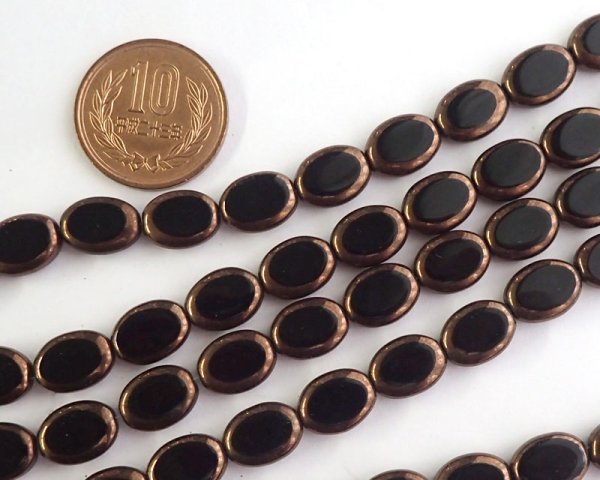 画像2: チェコガラスビーズ/オーバル/ジェットパティナ(4個) (2)