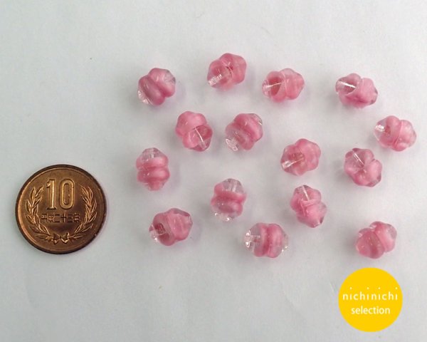 画像2: ns104/ヴィンテージ/ドイツ/ツイストクリーム/ピンクギブレ(2個) (2)