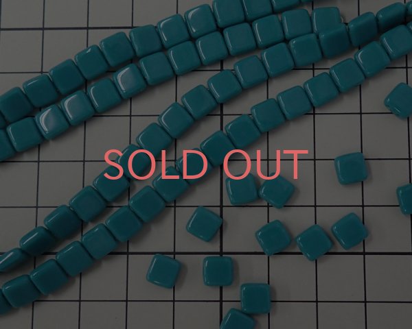 画像2: チェコガラスビーズ/2ホールタイル/オペークターコイズ(10個） (2)