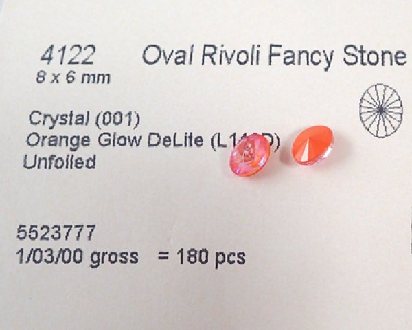 画像2: オーストリア製クリスタルガラス/#4122/クリスタルディライト/オレンジグロウ/8×6mm(2個) (2)