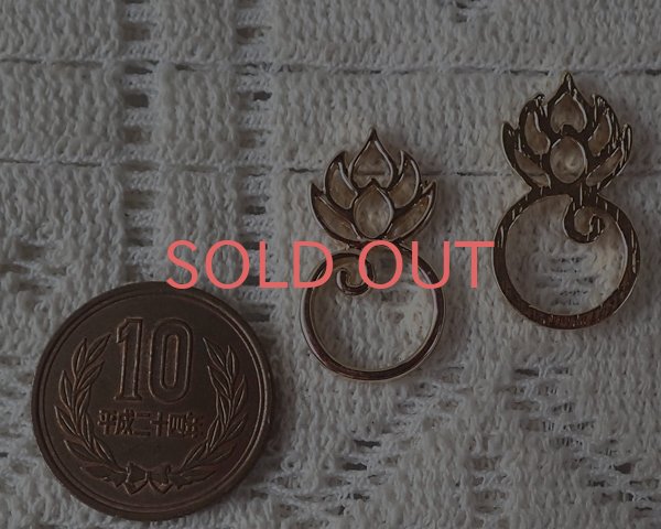 画像2: メタルパーツ/ロータスリング/ライトゴールド(1個) (2)