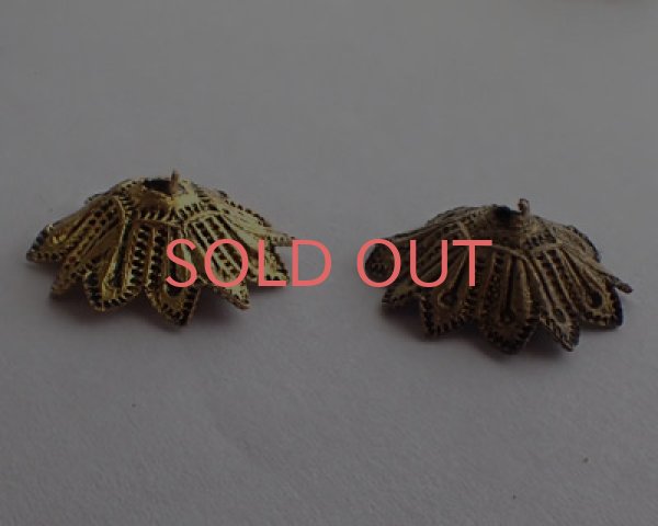 画像2: ヴィンテージ/ドイツ/メタルフラワー/15mm（3個）　 (2)