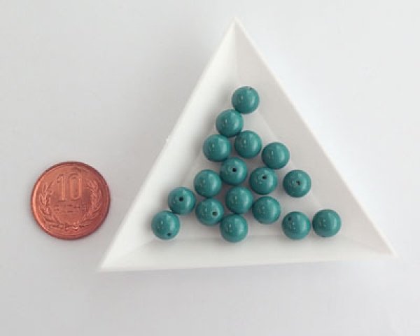 画像2: 日本製/アクリル塗装/ラウンド/青緑/約8mm(2個） (2)