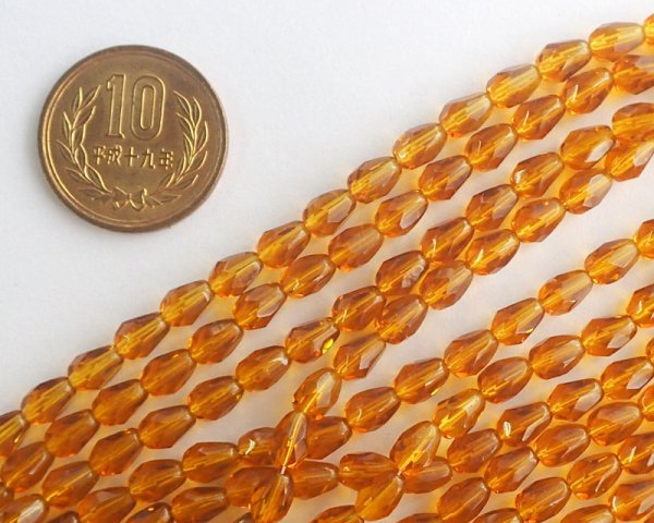 画像2: チェコガラスビーズ/ファイアポリッシュドロップ/トパーズ(6個) (2)