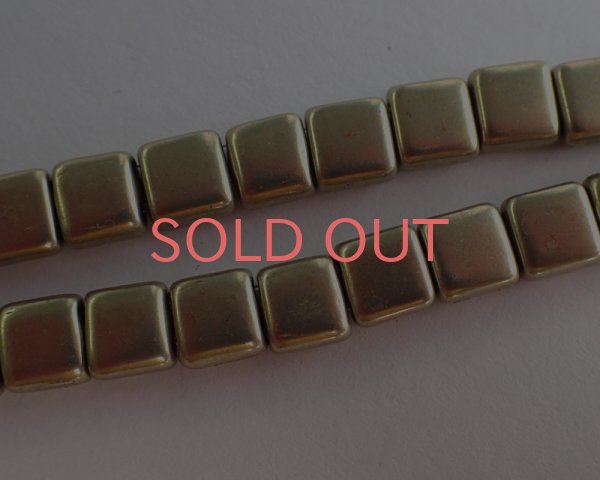 画像2: チェコガラスビーズ/2ホールタイル/ライトゴールド(10個） (2)