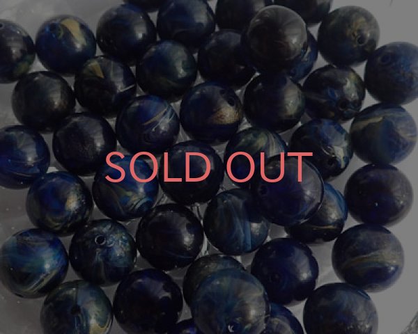 画像1: デッドストック/日本/アクリルラウンド/ブルーマーブル/約12mm(4個） (1)