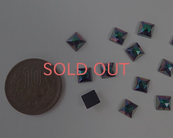 画像3: ヴィンテージ/チェコ/カットスクエア/ブラックオーロラ(1個) (3)