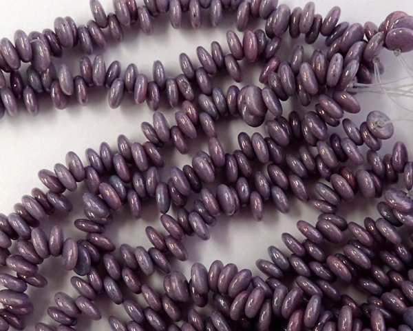 画像2: チェコガラスビーズ/パフラウンドドロップ/6mm/オペークパープルラスター(10個) (2)