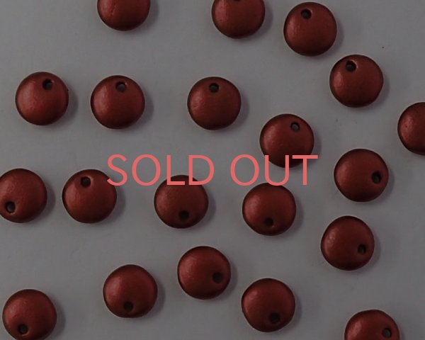 画像1: チェコガラスビーズ/パフラウンドドロップ/6mm/メタリックレッド（10個） (1)