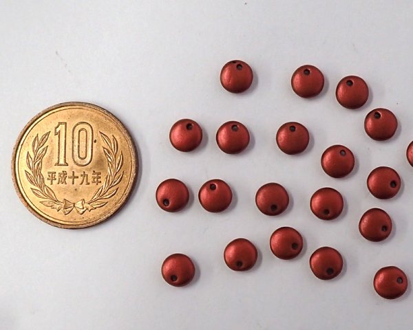 画像3: チェコガラスビーズ/パフラウンドドロップ/6mm/メタリックレッド(10個) (3)