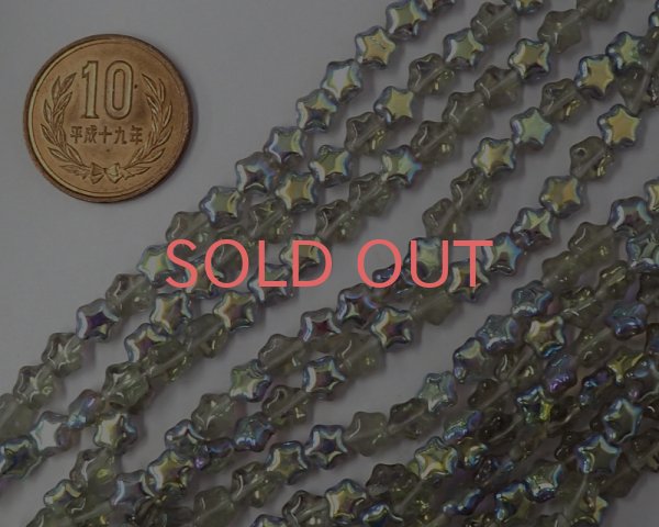 画像2: チェコガラスビーズ/ミニパフスター/ブラックダイヤモンドオーロラ(10個) (2)