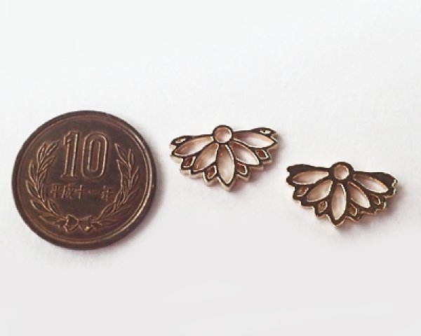 画像3: メタルチャーム/フラワーファン/ライトゴールド(2個) (3)