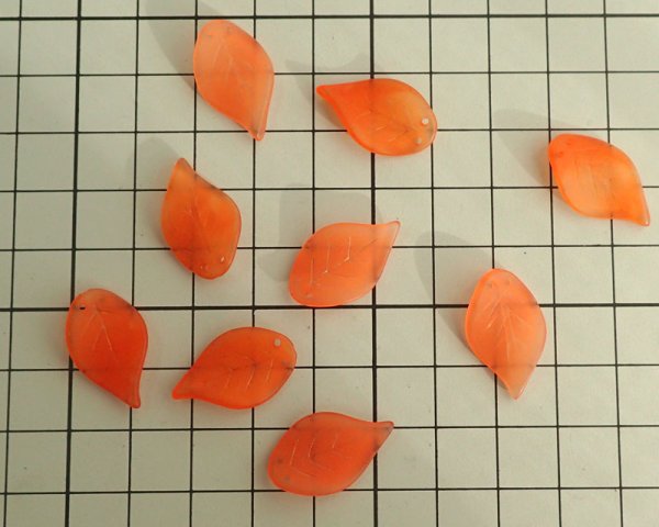 画像3: ヴィンテージ/ドイツ/ルーサイト/2ホールフロストリーフ/オレンジ(2個) (3)