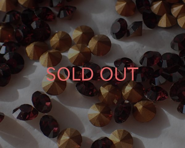 画像2: デッドストック/オーストリア製クリスタルガラス/#1012/バーガンディ/pp32(10個) (2)