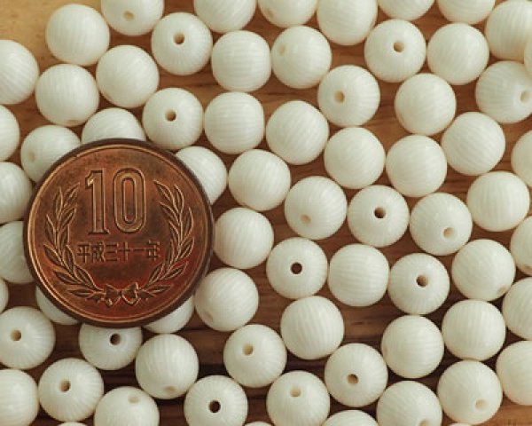 画像2: 日本/アクリル樹脂/アイボリーストライプ/約8mm(6個) (2)