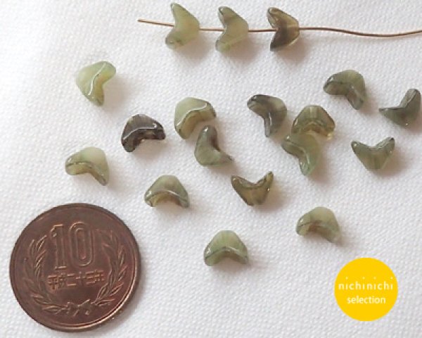 画像2: ns031/ヴィンテージ/ドイツ/フィッシュテイル/グレイッシュグリーン(10個) (2)