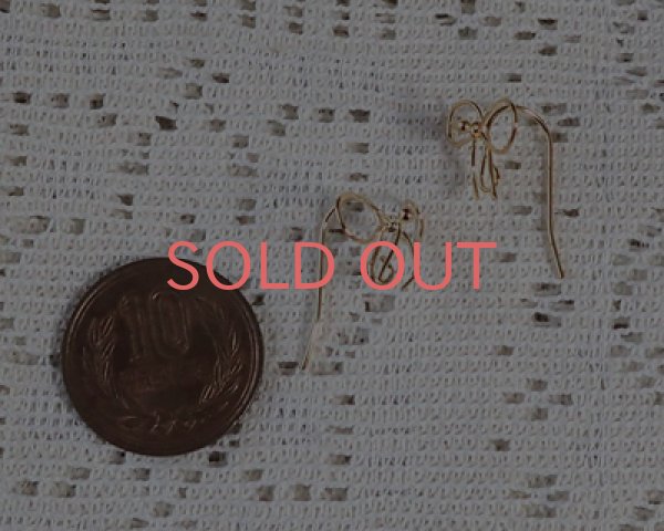 画像3: デッドストック/リボンモチーフ付ピアスパーツ/ゴールド（1ペア） (3)