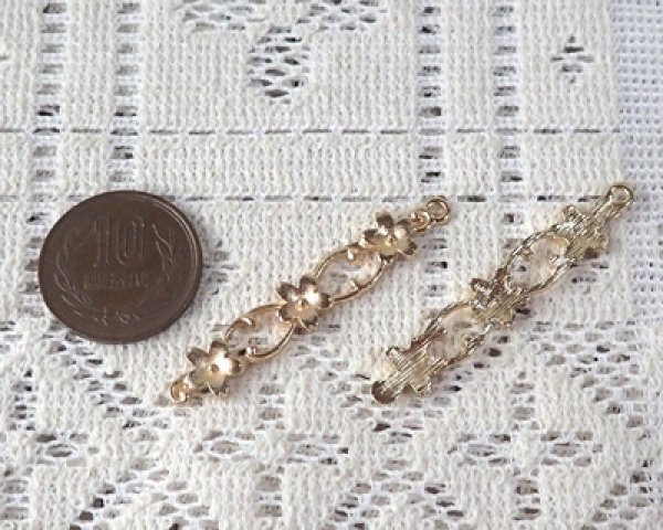 画像2: メタルチャーム/桜スティック/ライトゴールド(2個) (2)