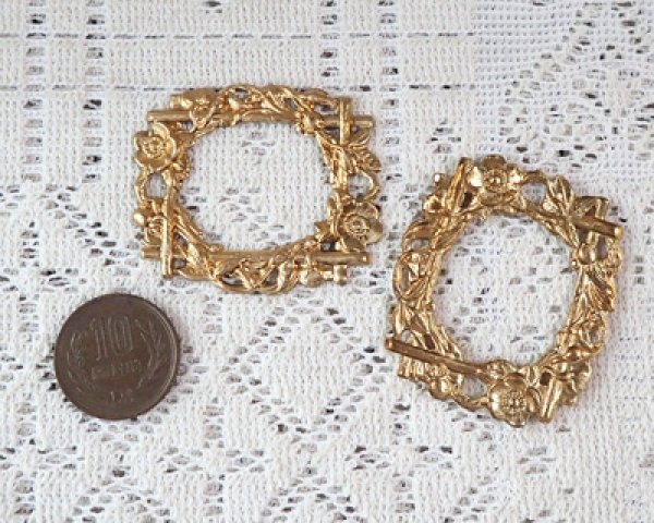 画像2: ブラススタンピング/ラージフローラルリース(1個) (2)