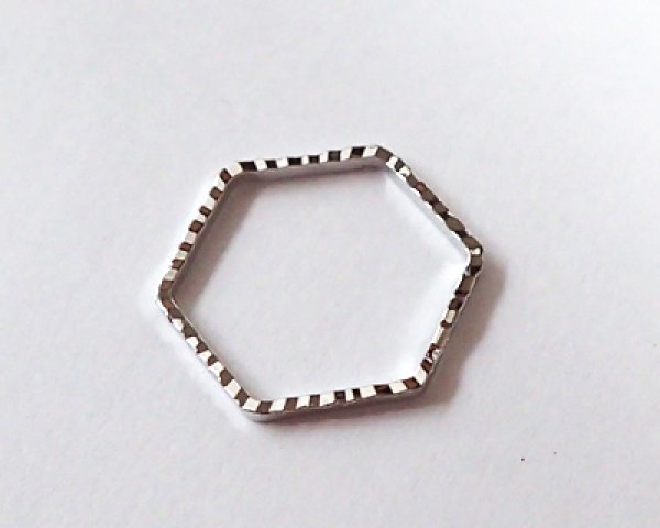 画像2: ブラスパーツ/スパークルリング/本ロジウムメッキ/ヘキサゴン/17mm(2個) (2)