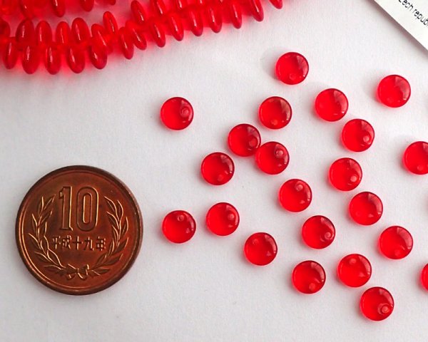 画像2: チェコガラスビーズ/パフラウンドドロップ/6mm/シャムルビー(10個) (2)