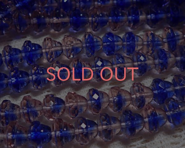 画像1: チェコガラスビーズ/カットベル/ピンク×ブルー/8×10mm(10個) (1)