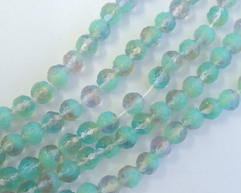 ヴィンテージ/チェコガラスビーズ/ロックミント/約5mm(8個) - Online 送料込み/直送 確認用 ヴィンテージ アンティーク ガラスビーズ 雑貨